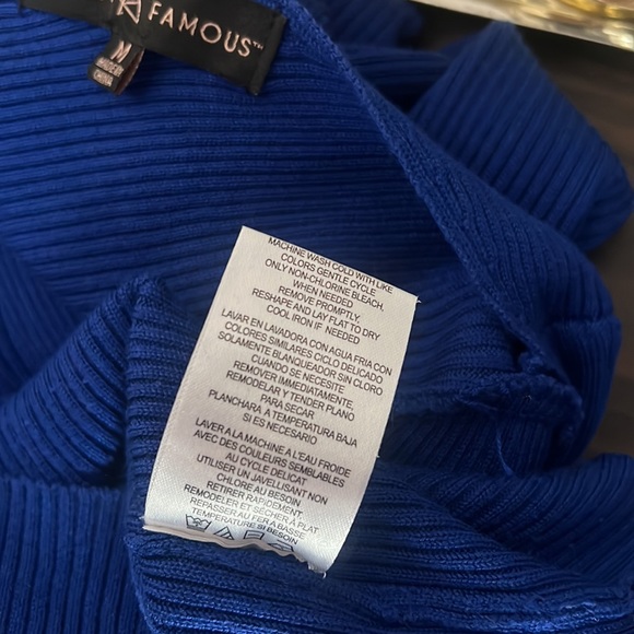 Almost Famous royal blue, strappy, cut-out, super stretchy, midi sweater dress - Picture 7 of 7